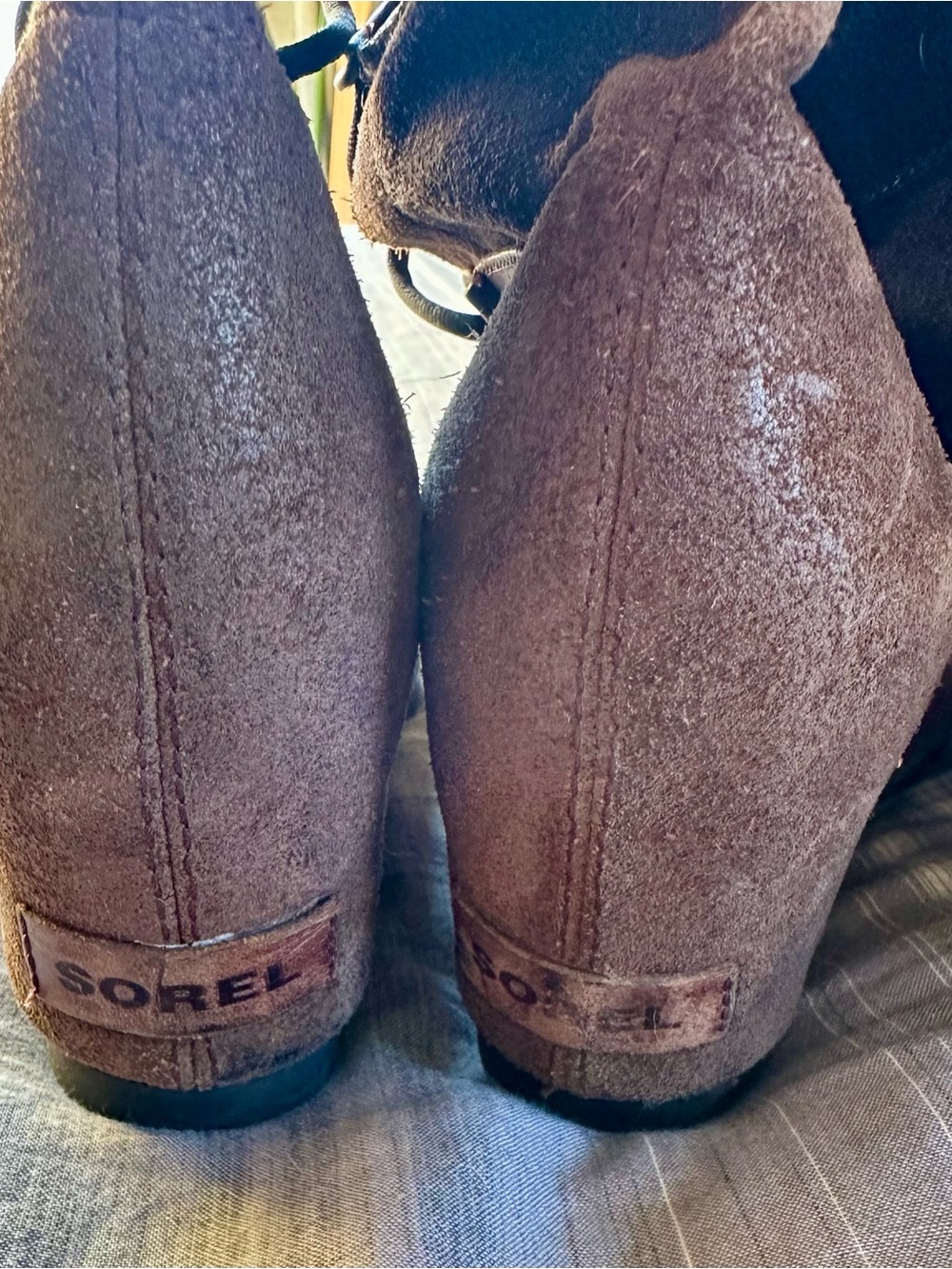 Sorel Brown Suede Lace-Up Wedge Boots - Picture 3 of 7